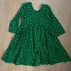 Hanna Andersson Polka Dot Green Swing Dress 110